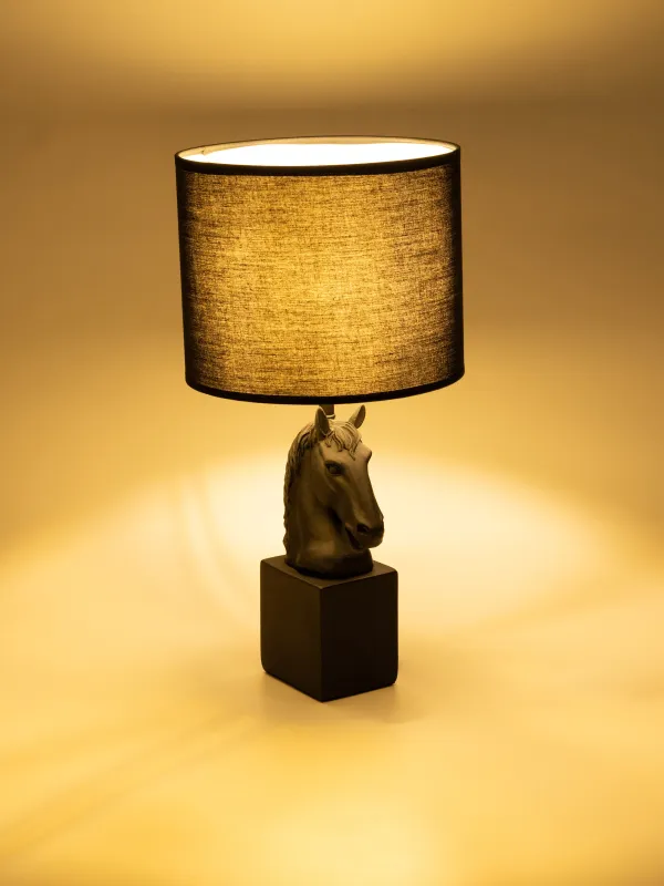 Светильник настольный, 44 см, полирезин/полиэстер, черный, Конь, Horse black, image-6