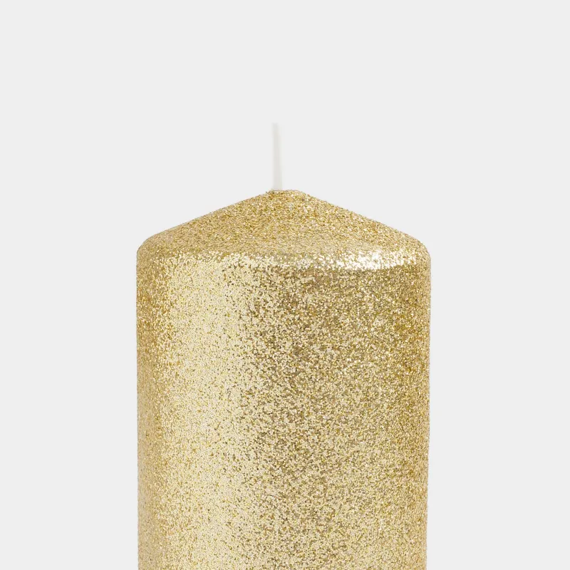 Свеча, 10 см, цилиндрическая, с блестками, шампань, Sparkly candle, image-2