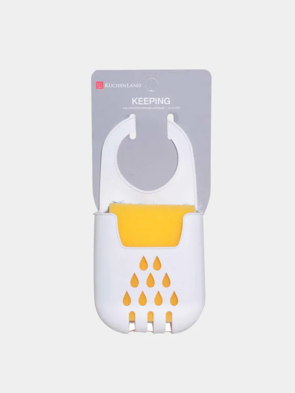 Держатель для кухонной губки, с губкой, белый, Keeping, image-3