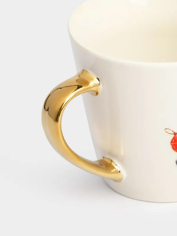 Набор посуды, детский, 1 перс, 2 пр, фарфор N, бело-золотистый, Зверята у елки, Friends forest, image-4