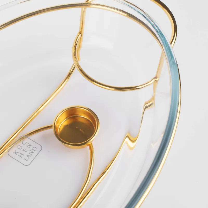 Блюдо с подогревом, 35x24 см, Classic gold, image-4