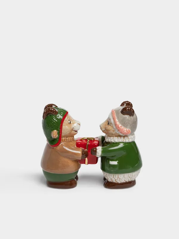 Набор для соли и перца, с магнитом, Козлята с подарком, Christmas goat, image-0