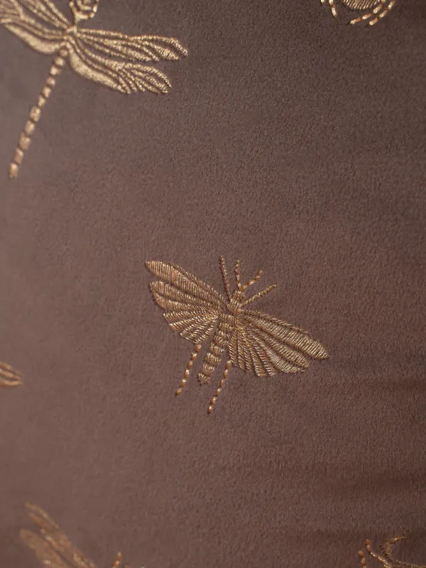 Подушка декоративная, 45х45 см, вельвет, коричневая, Жуки, Bugs, image-5