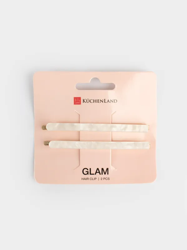 Заколка для волос, 8 см, 2 шт, акрил/металл, перламутр, Гламур, Glam, image-4