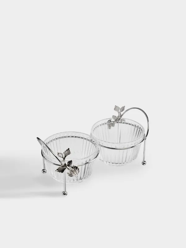 Подставка для закусок, 24х11 см, 2 предмета, с ручками, Листья, Fantastic, image-1