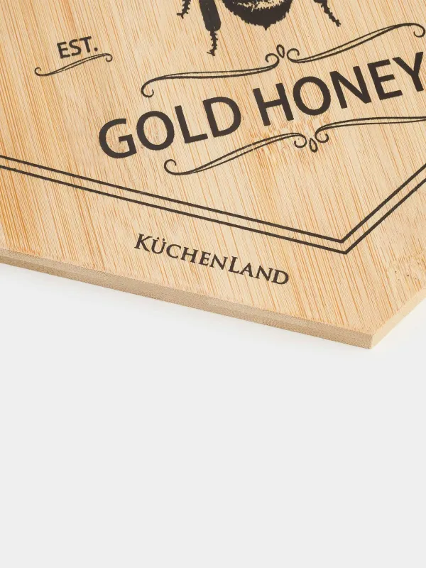 Доска разделочная, 25x22 см, бамбук, шестиугольная, Пчела, Honey, image-5