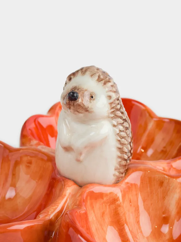 Менажница, с декором, 20 см, 3 отд, керамика D, оранжевая, Еж, Forest symphony, image-1