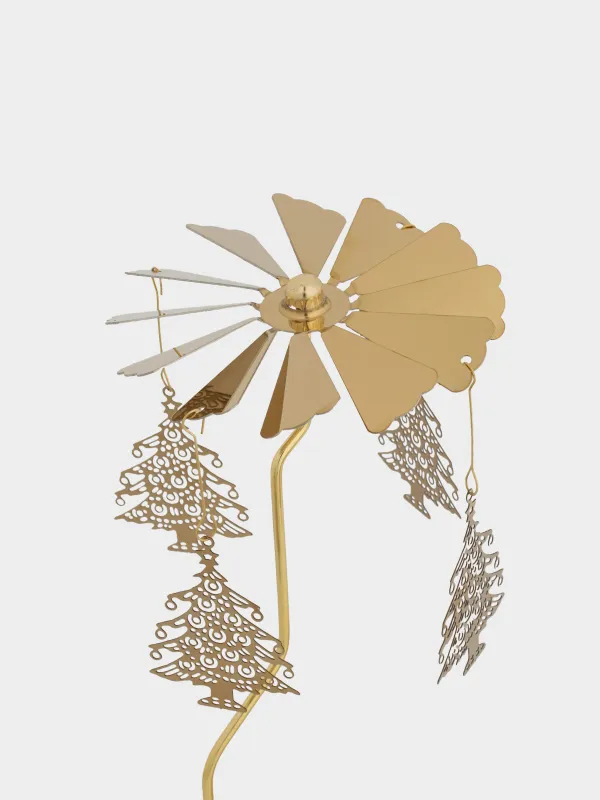 Подставка под свечу, 19 см, металл, овальная, золотистая, Елочки, Fantastic gold, image-2