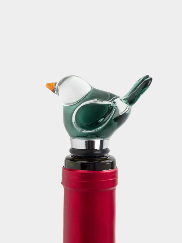 Пробка для винной бутылки, 10 см, металл/стекло, Голубая птица, Birds, image-3