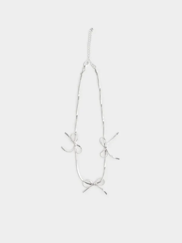 Цепочка, 40 см, металл, серебристая, Бантики, Jewelry, image-0