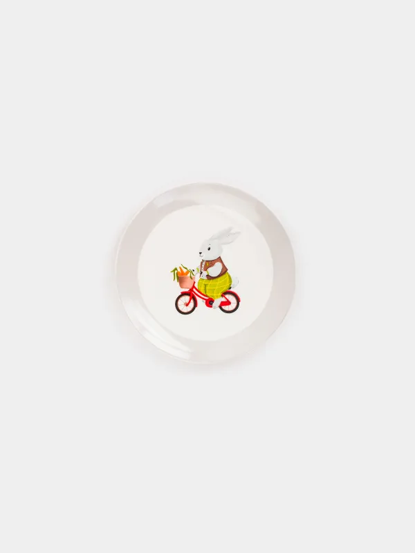 Тарелка закусочная, 19 см, Кролик на велосипеде, Ideas life, image-0