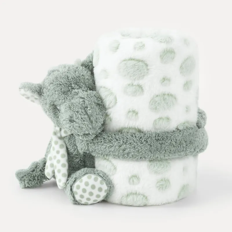 Плед с игрушкой, 78х96 см, полиэстер, зеленый, Динозавр, Dino