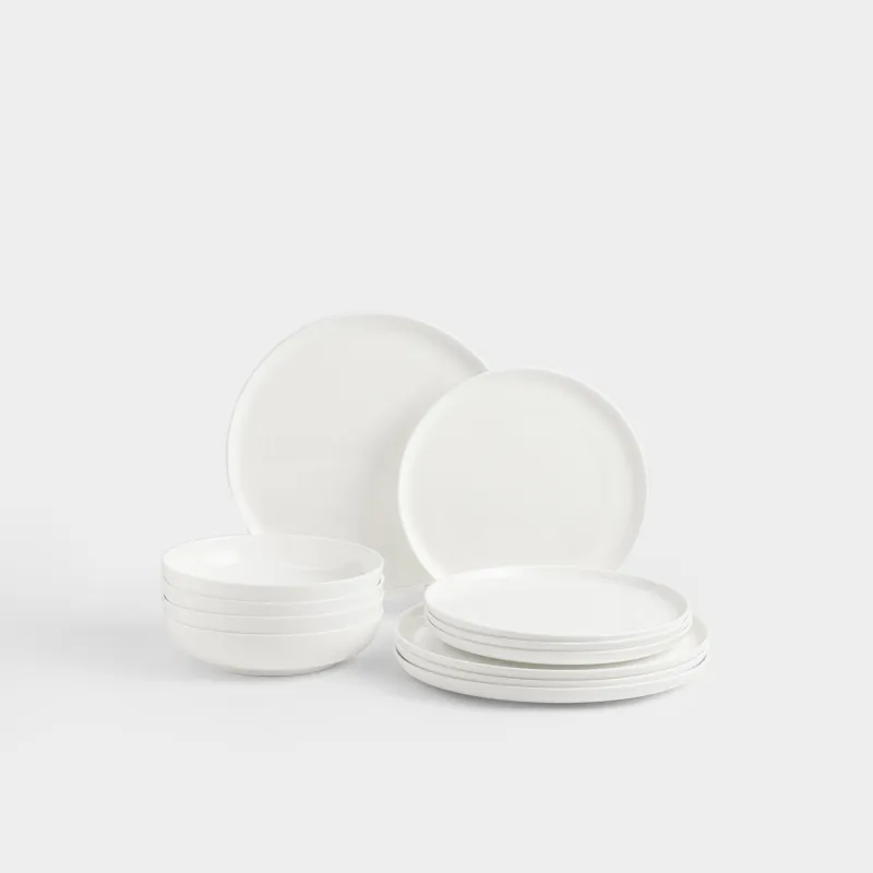 Сервиз обеденный, 4 перс, 12 пр, фарфор F, белый, Ideal white