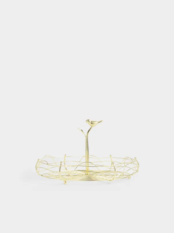 Корзина для фруктов, 29х17 см, с ручкой, Птица, Twist gold, image-0