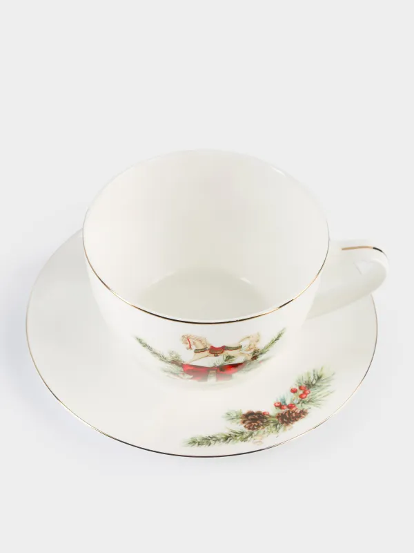 Пара чайная для завтрака, 1 перс, 2 пр, 480 мл, фарфор F, Лошадка, Christmas miracle classic, image-2