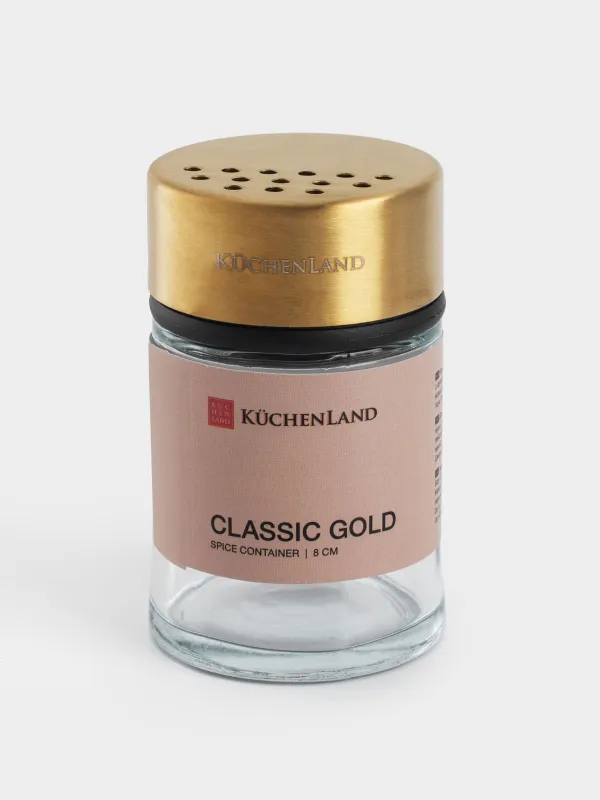 Емкость для специй, 9 см, с крупными отверстиями, стекло/сталь, золотистая, Classic gold, image-3