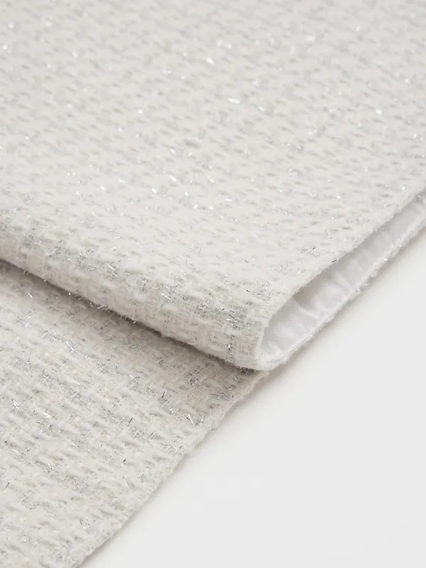 Дорожка настольная, 40х160 см, полиэстер, белая, Серебристая клетка, Cage silver, image-1