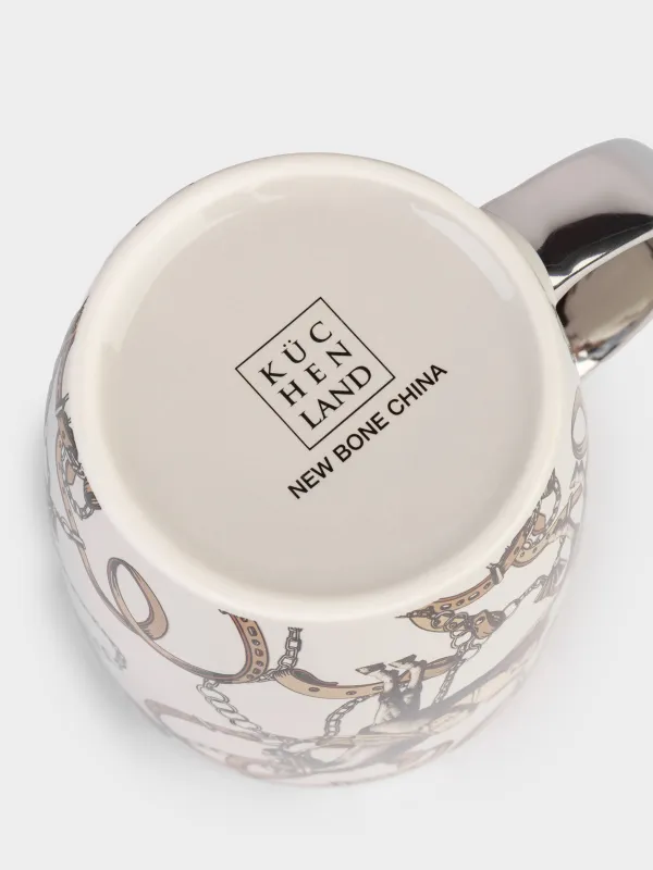 Кружка, 380 мл, фарфор N, серо-серебристая, Лошадь, Horse silver, image-3