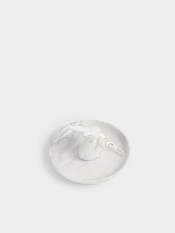 Держатель для украшений, 12х9 см, керамика D, молочно-золотистый, Кролик, Rabbit gold, image-2