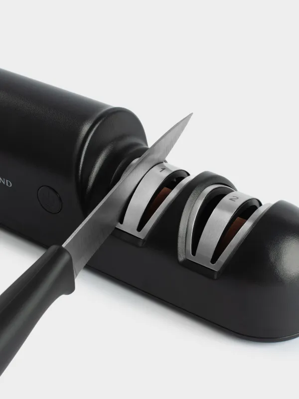 Точило для ножей, 19 см, два этапа заточки, электрическое, беспроводное, пластик/керамика, черное, Liberica, image-7