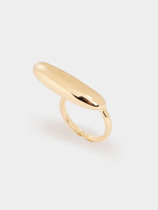 Кольцо, 2 см, единый размер, металл, золотистое, Овал, Jewelry, image-0