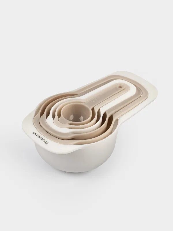 Набор мерных ложек, 6 шт, пластик, бежево-кремовые, Bakery, image-0