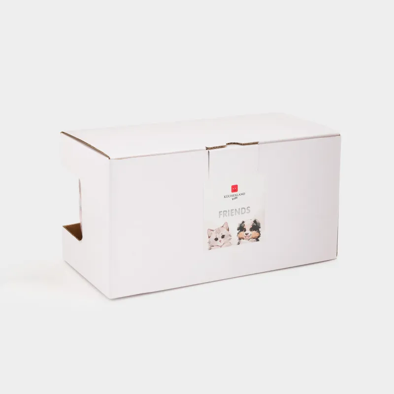 Кружка, 350 мл, 2 шт, фарфор F, голубая/розовая, Кошка/Собака, Friends, image-4