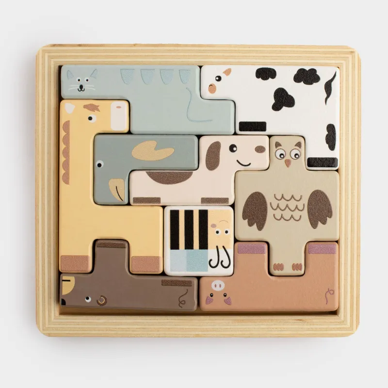 Игрушка-сортер, 13х14 см, развивающая, МДФ, цветная, Пазлы-головоломка, Kiddy