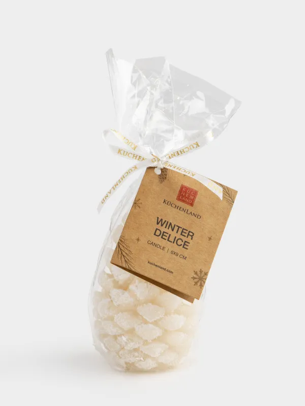 Свеча, 6x9 см, молочная, Шишка, Winter delice, image-3