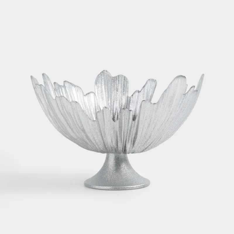 Ваза для фруктов, 26х17 см, на ножке, стекло Р, серебристо-серый градиент, Verge gradient