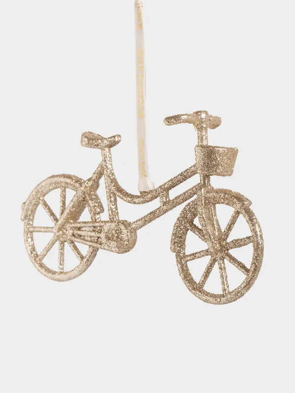 Игрушка елочная, 13 см, акрил, с блестками, шампань, Велосипед, Figure sparkle, image-0