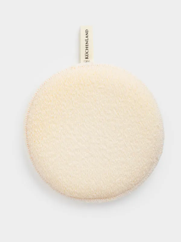 Мочалка-губка для мытья лица и тела, 13 см, с держателем, нейлон/хлопок, бежевая, Unique spa, image-0