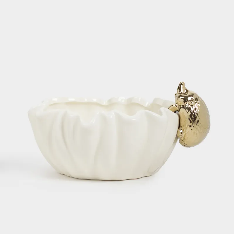 Салатник, 16х6 см, 580 мл, керамика, молочно-золотистый, Еж, Golden glow