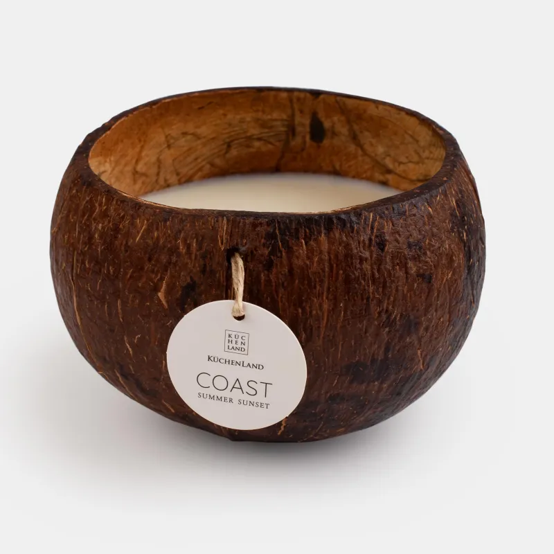 Свеча ароматическая, 8х12 см, в кокосовом подсвечнике, Summer Sunset, Coast, image-3