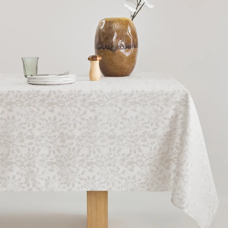 Скатерть, 160х160 см, жаккард, полиэстер, бежевая, Ветви, Slender branches