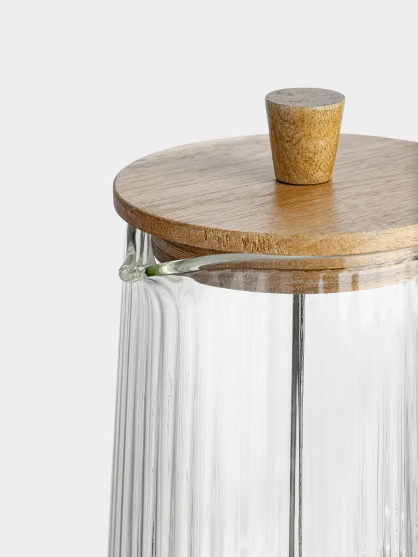 Френч-пресс, 1 л, стекло Б/сталь/дерево, Air ribby, image-1