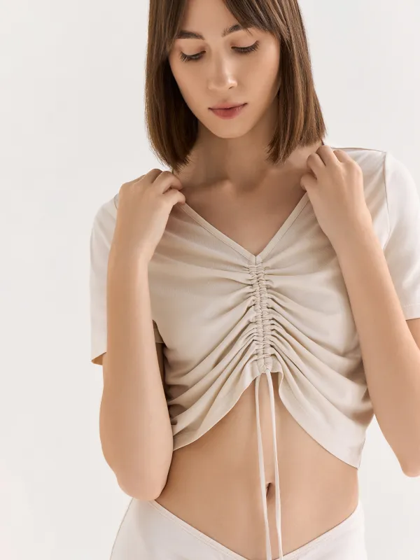 Кроп-топ женский, с коротким рукавом, Ametina, image-2