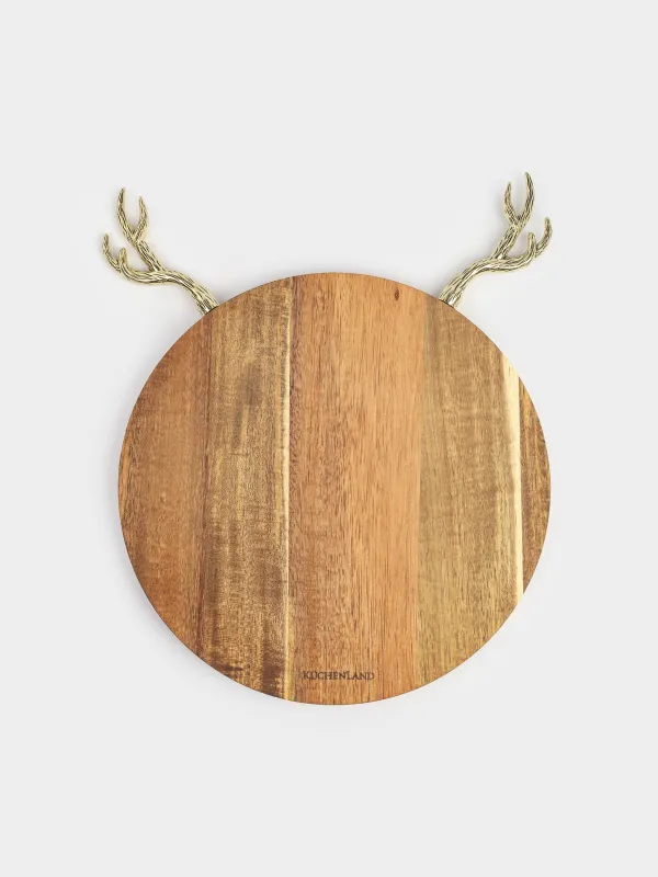 Набор для сыра, 3 пр, доска-блюдо, дерево/металл, Олень, Noble tree, image-3