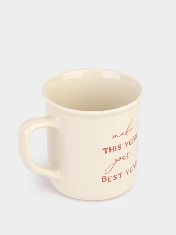 Кружка, 430 мл, 2 шт, фарфор N, бежевая/бордовая, Новогодний микс, Great day, image-3