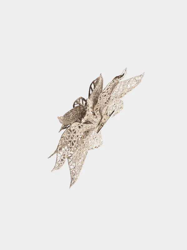 Украшение декоративное, 22 см, на клипсе, Пуансеттия, Flower decor, image-1