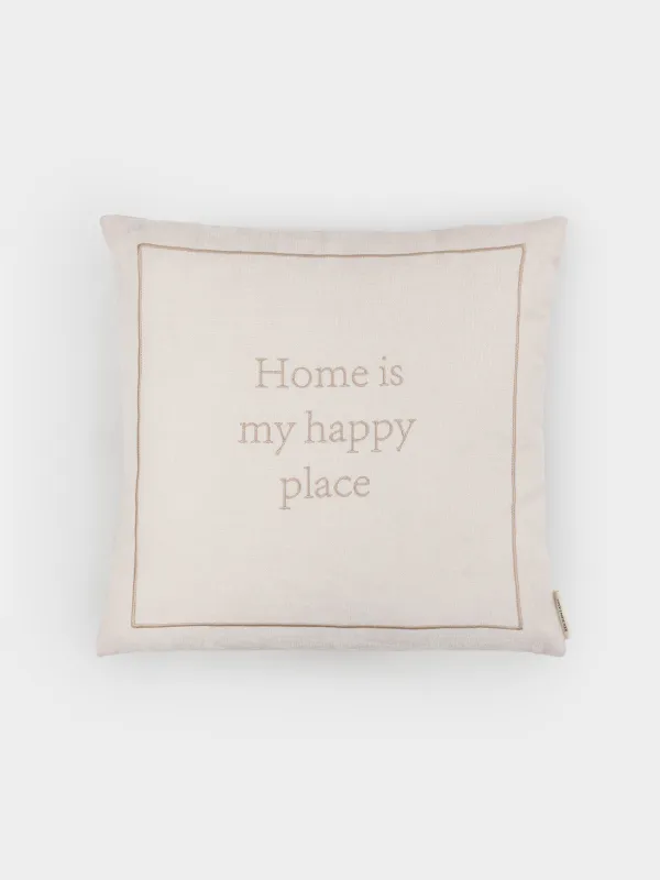 Подушка декоративная, 45х45 см, Home is my happy place, Chenill, image-0