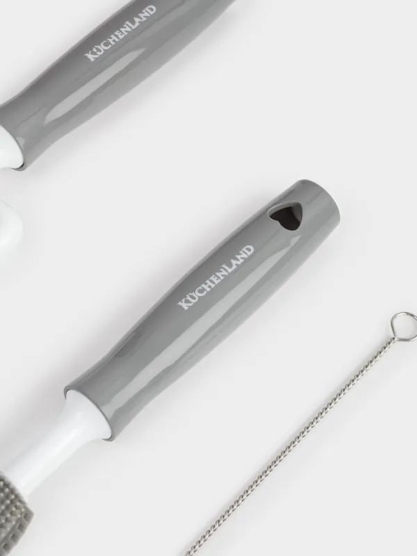 Набор ершиков для мытья бутылок, 30/19 см, 2 шт, пластик/силикон, серый, Clean, image-3