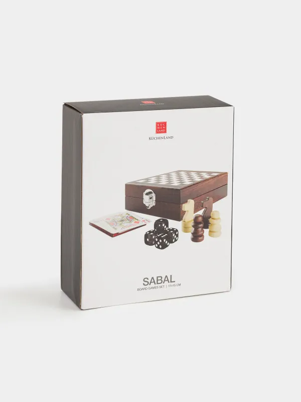 Набор настольных игр, 17х15 см, карты/кости/шахматы, дерево/пластик, Sabal, image-9