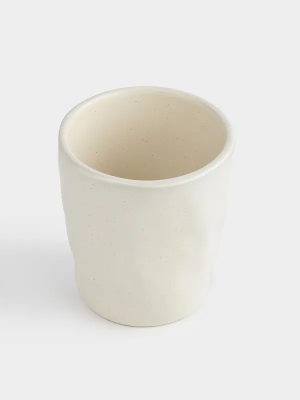 Стакан, 10 см, 320 мл, керамика K, молочный, Мятый эффект, Crumple creme, image-1