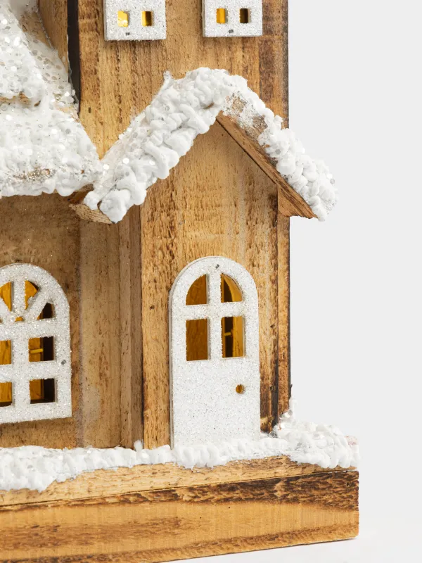Статуэтка с подсветкой, 19х33 см, Заснеженный дом, Touch winter, image-2