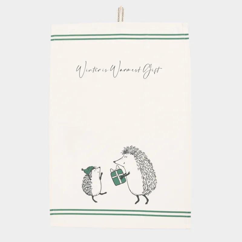 Полотенце кухонное, 40х60 см, хлопок, молочное, Ежи, Hedgehog christmas