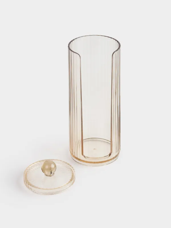 Контейнер для ватных дисков, 7x20 см, с крышкой, пластик, янтарный, Ribby color, image-5