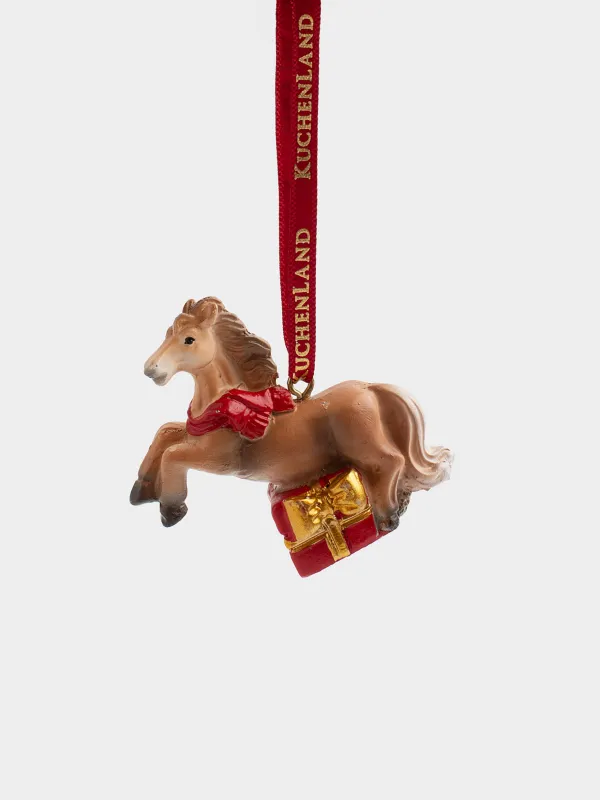 Игрушка елочная, 5 см, полирезин, коричневая, Лошадка, Figure christmas, image-0