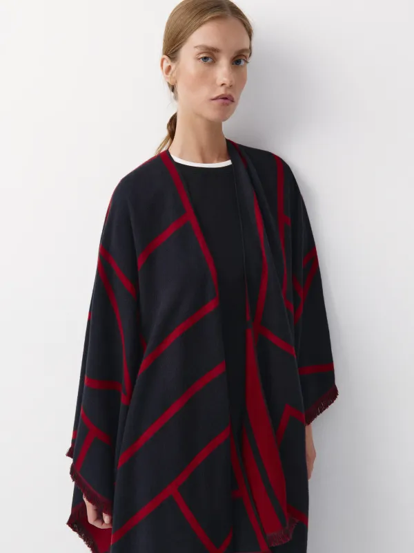 Пончо двустороннее с абстрактным принтом, Poncho, image-2
