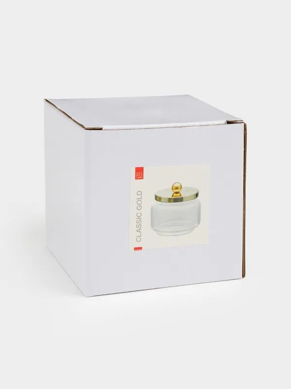 Емкость для хранения, 9х9 см, 300 мл, стекло/металл, золотистая, Classic gold, image-5